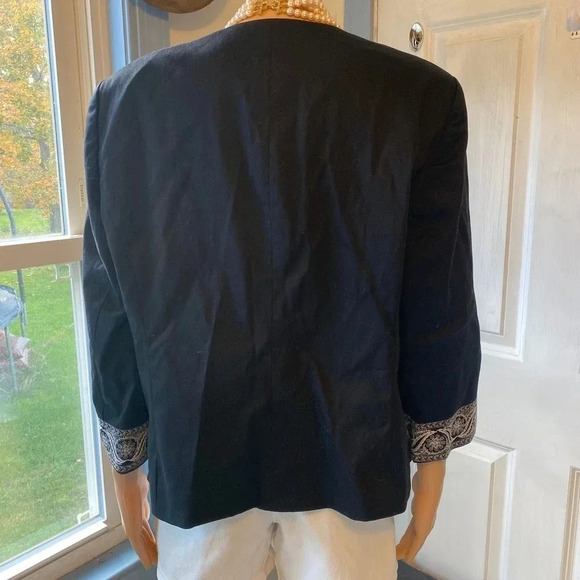 Jones New York Black White Lace Trim Career Wear Open Blazer Jacket Women Sz14 - Picture 5 of 7
